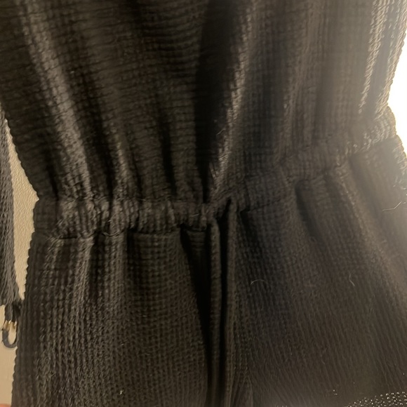 Blue ivy Long sleeve black 2 layer off the shoulder waffle romper - Picture 8 of 11